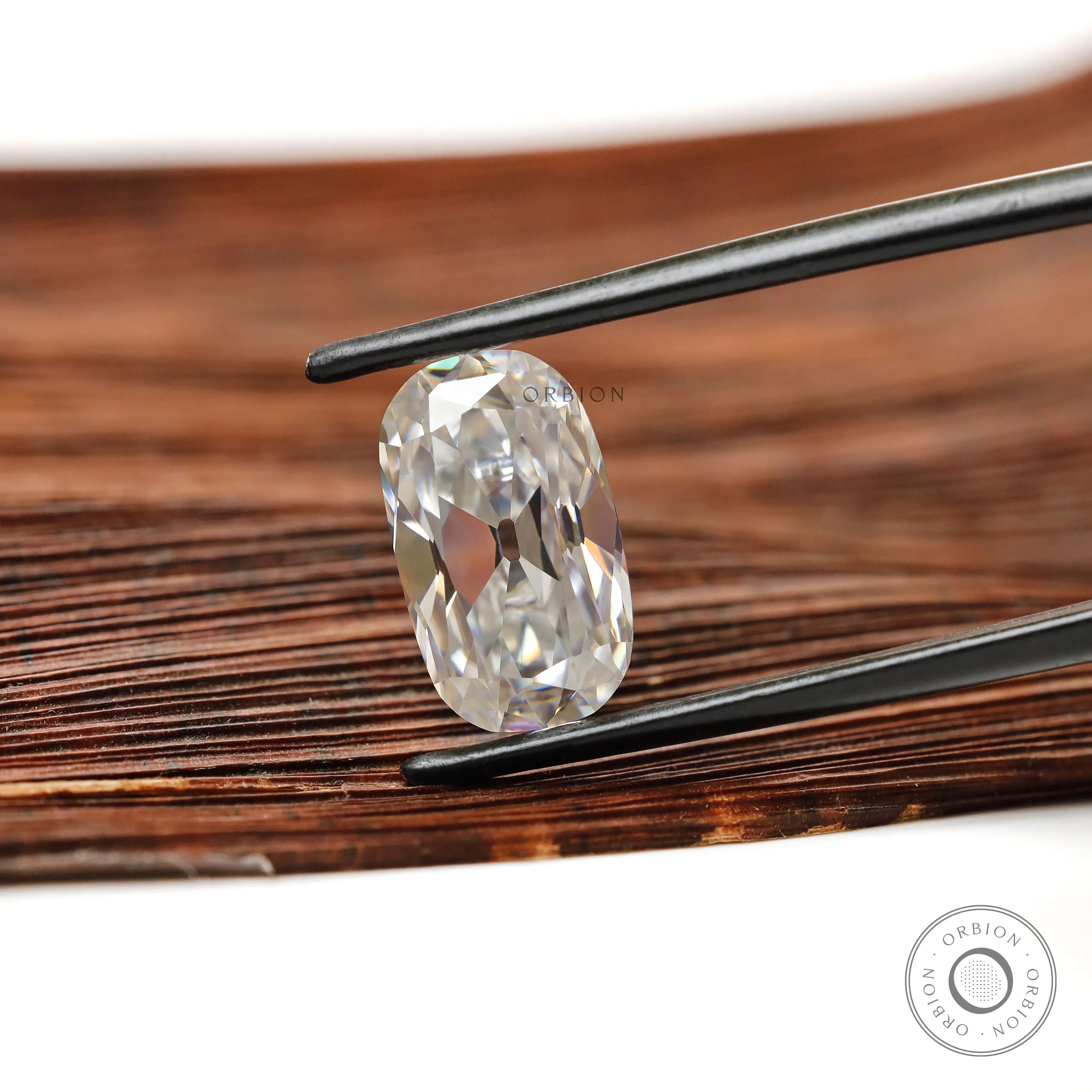3.80 ct Elongated cushion moissanite old mine cut colorless loose gemstone