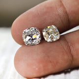Colorless moissanite gemstone, elongated cushion shape, old mine faceting