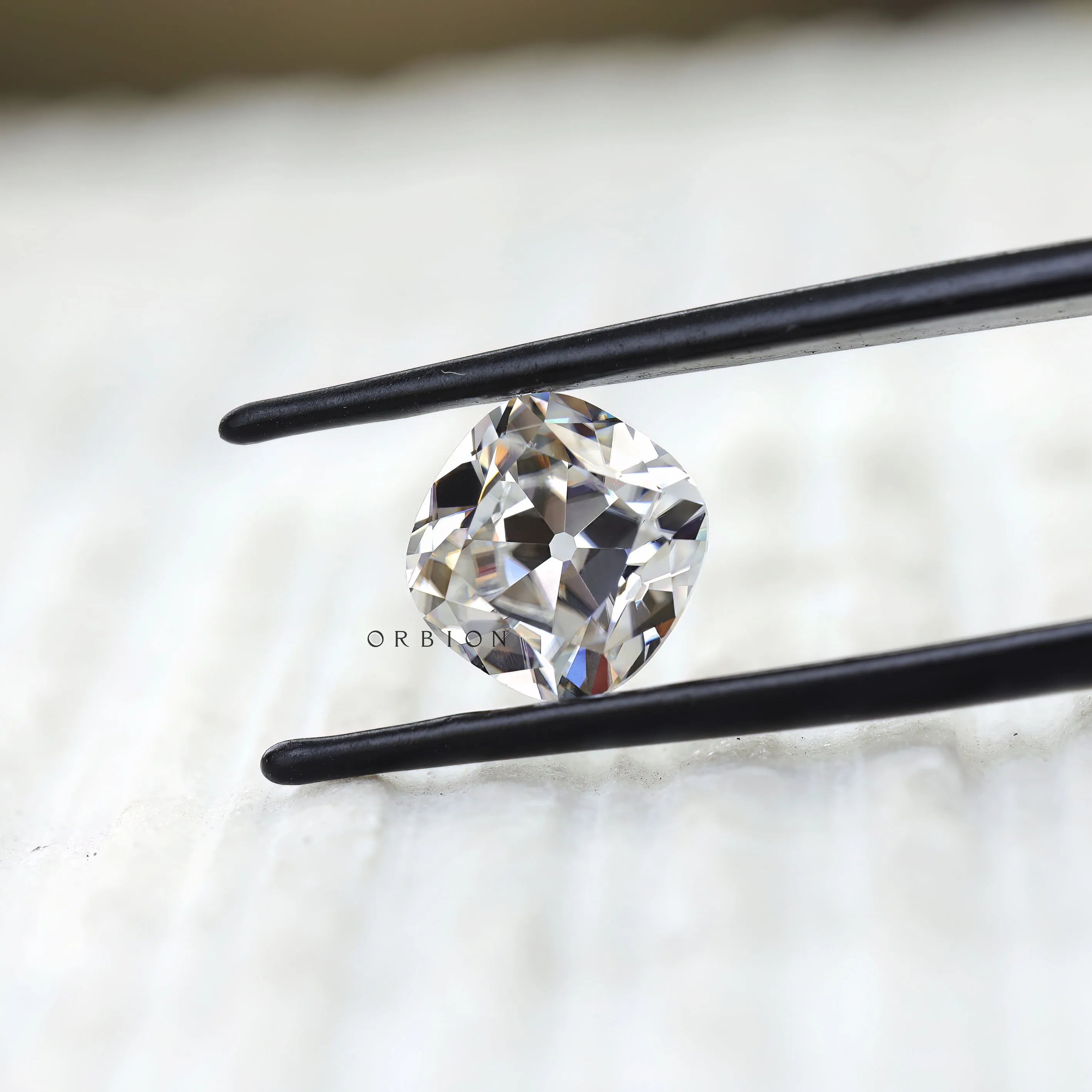 Colorless 4 CT old mine cut moissanite elongated cushion gemstone