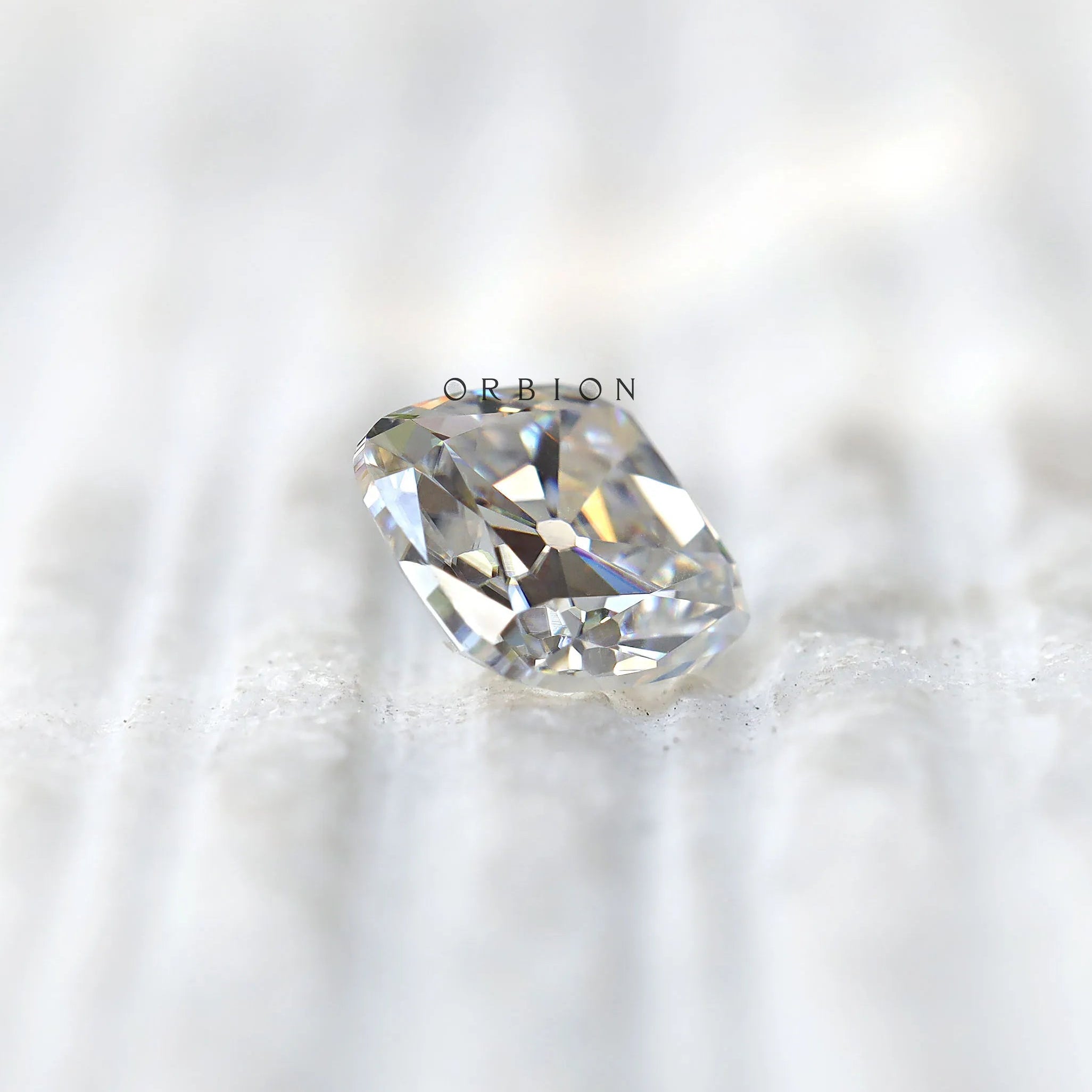 Elongated cushion moissanite with old mine cut, loose antique stone