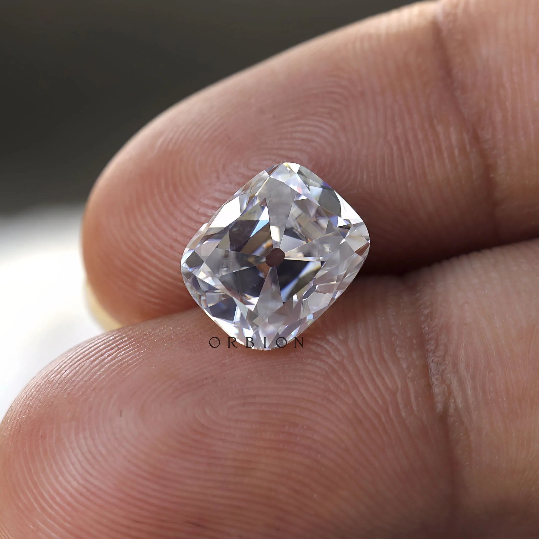 Loose 2.40 CT antique cut moissanite in elongated cushion shape