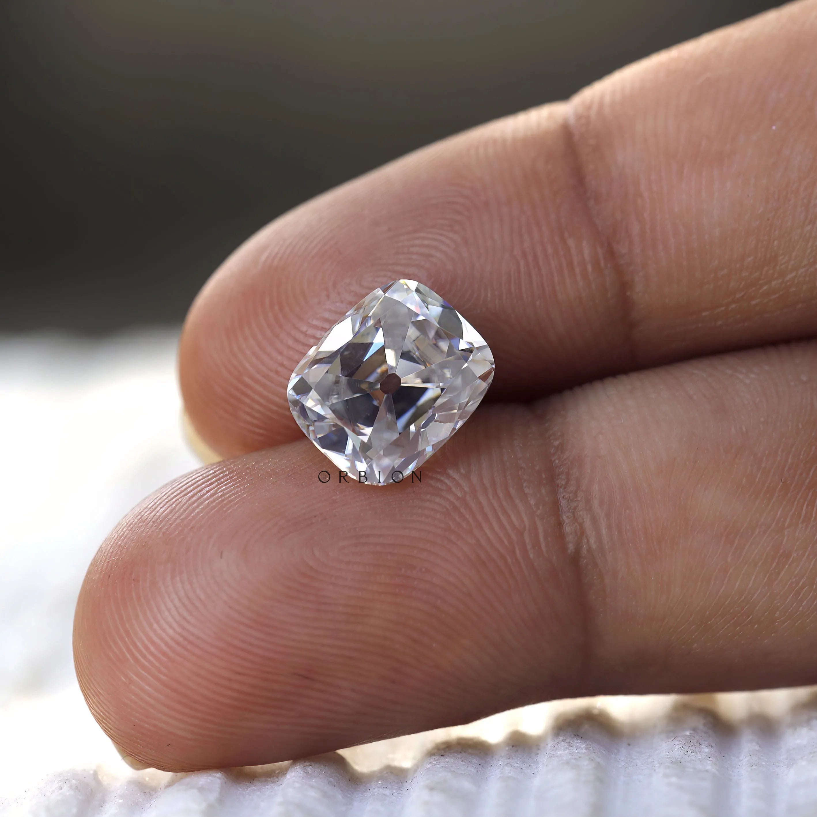 Loose 2.40 CT antique cut moissanite in elongated cushion shape