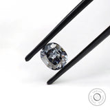 Dark grey elongated cushion moissanite 1.20 ct vintage old mine cut stone