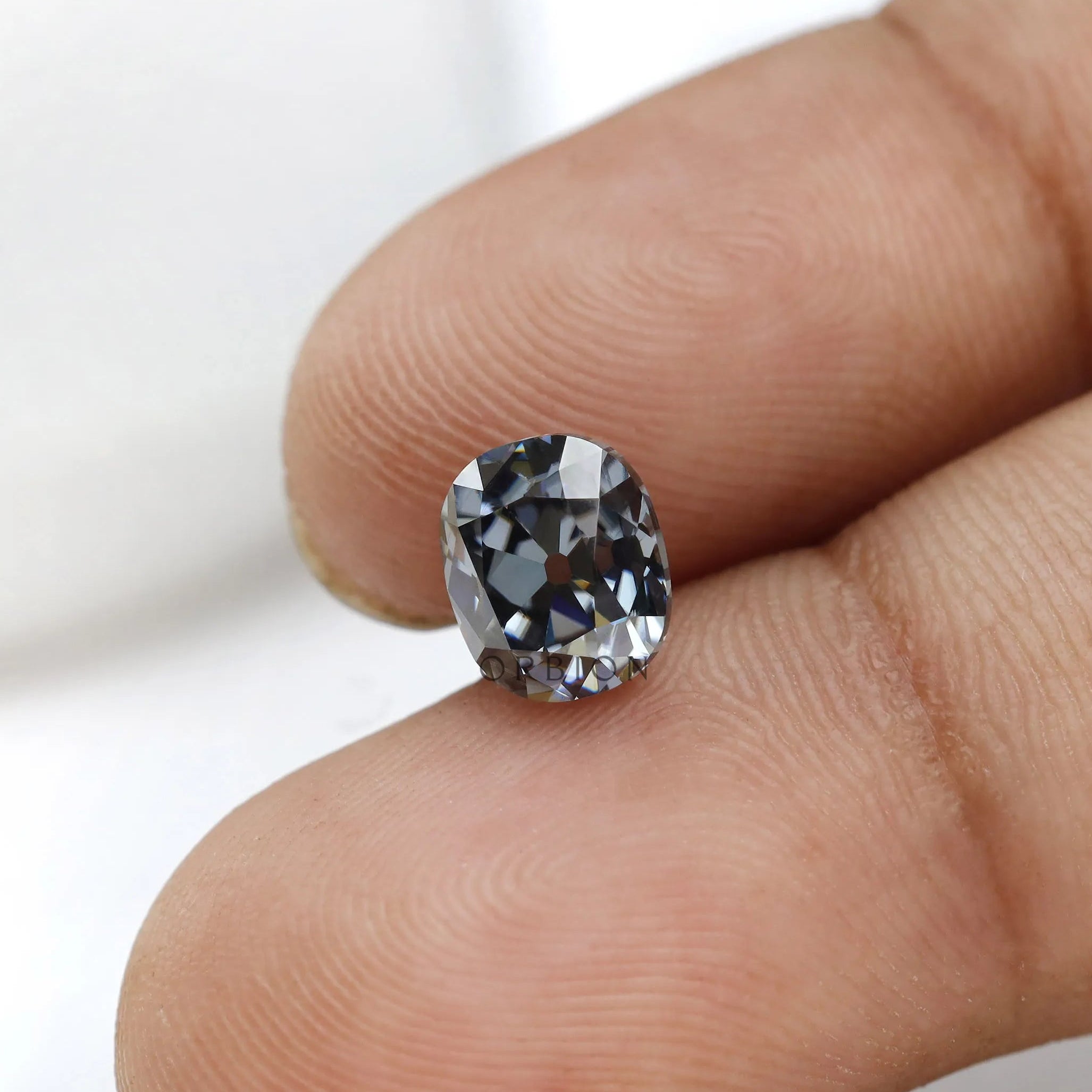 Unique grey moissanite elongated cushion 1.20 ct loose gemstone