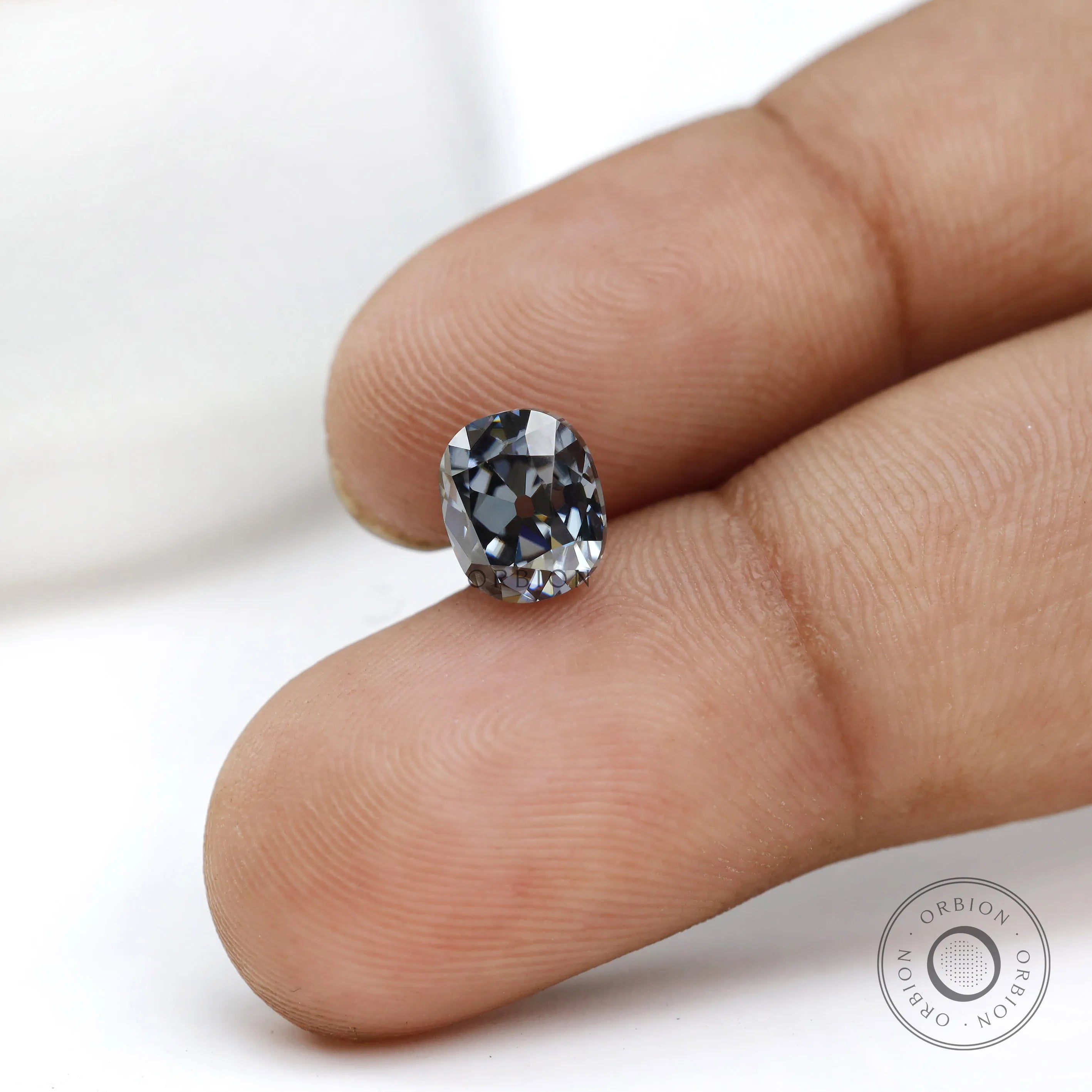 Unique grey moissanite elongated cushion 1.20 ct loose gemstone