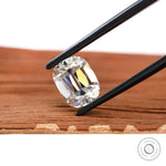 Moissanite Elongated Cushion Stone Old Mine Cut GHI Color VVS Clarity Held by Tweezers