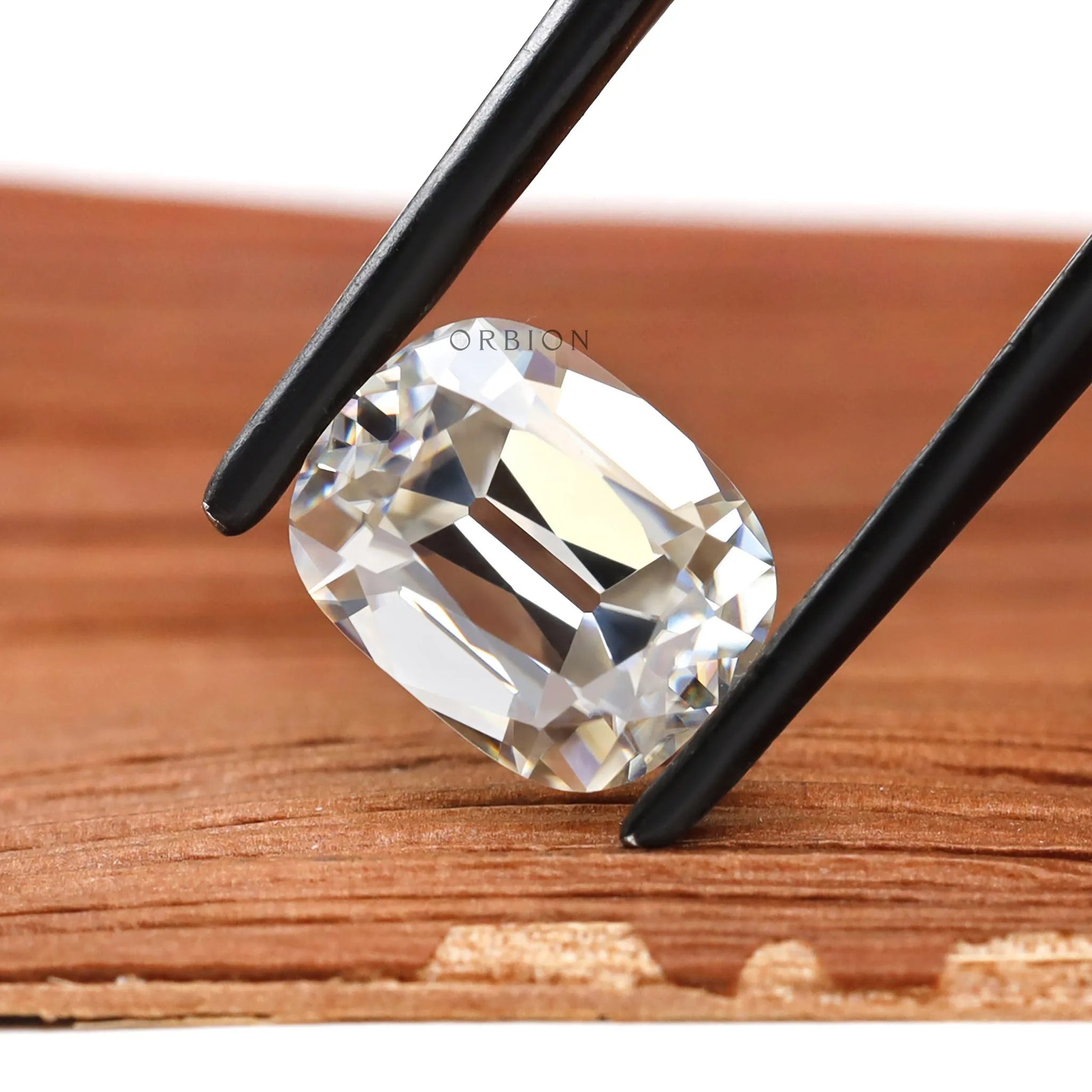 Close up of Moissanite Elongated Cushion Stone 8.75 X 6.75 MM GHI Color VVS Clarity