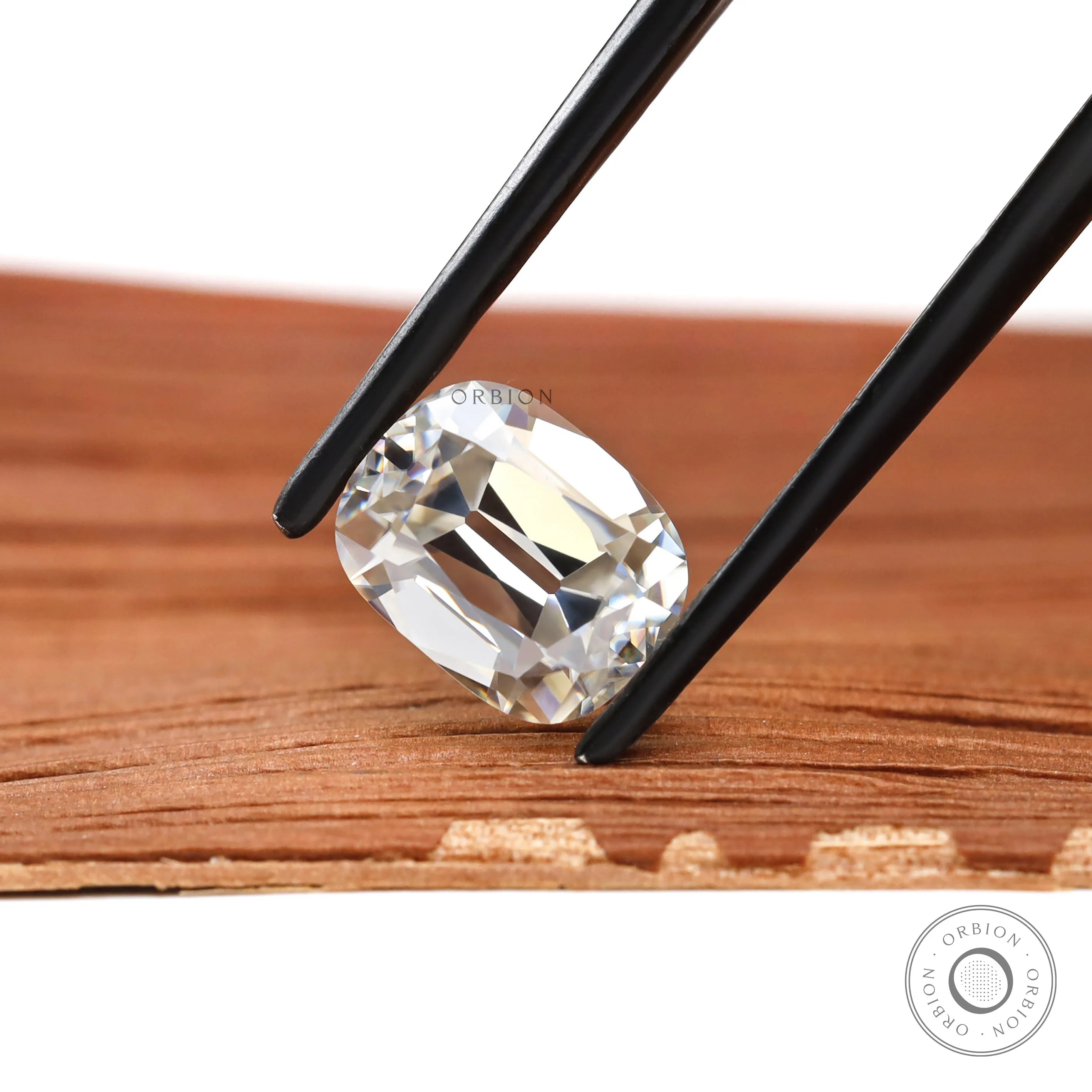 Close up of Moissanite Elongated Cushion Stone 8.75 X 6.75 MM GHI Color VVS Clarity