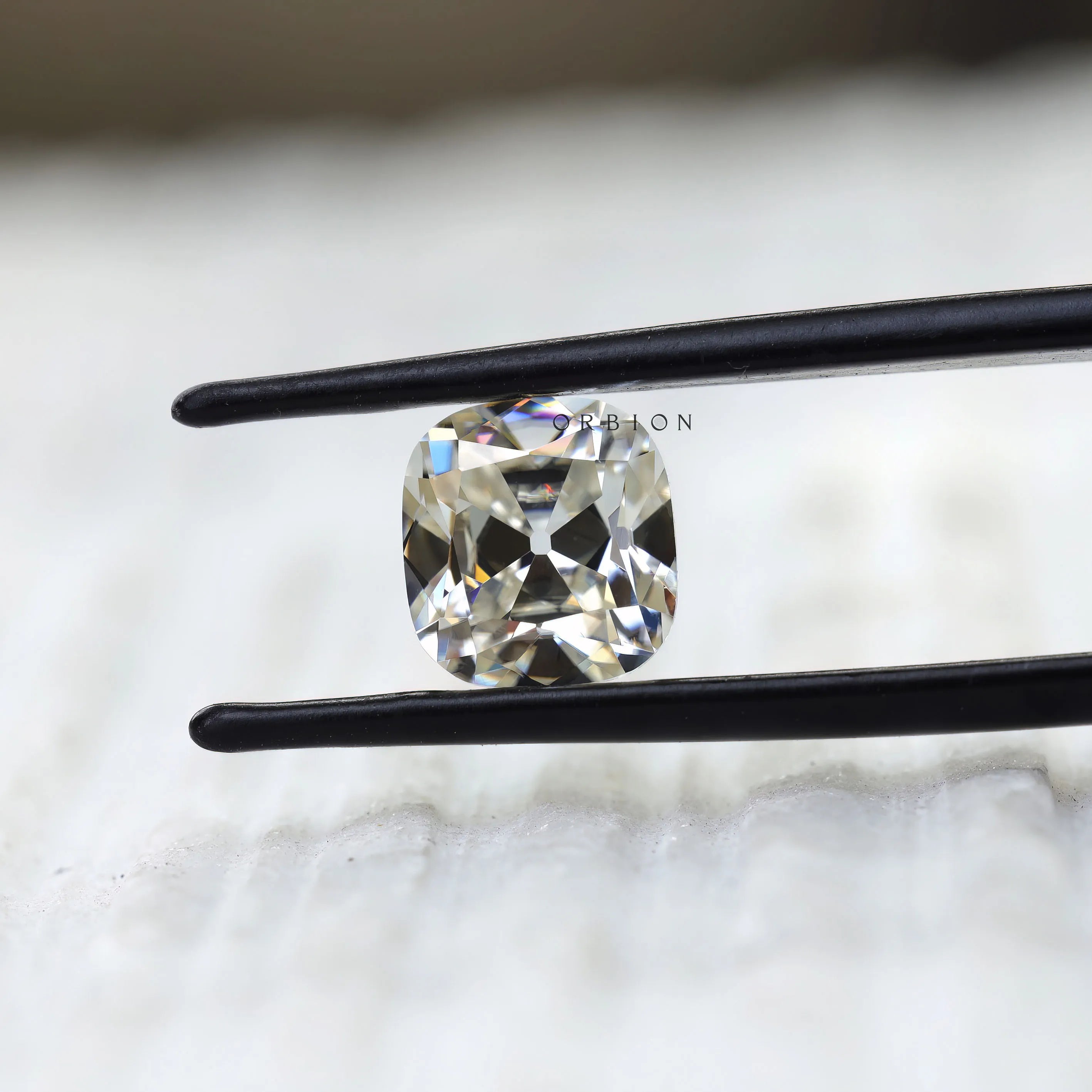 Vintage style 3 CT old mine cut cushion moissanite loose stone
