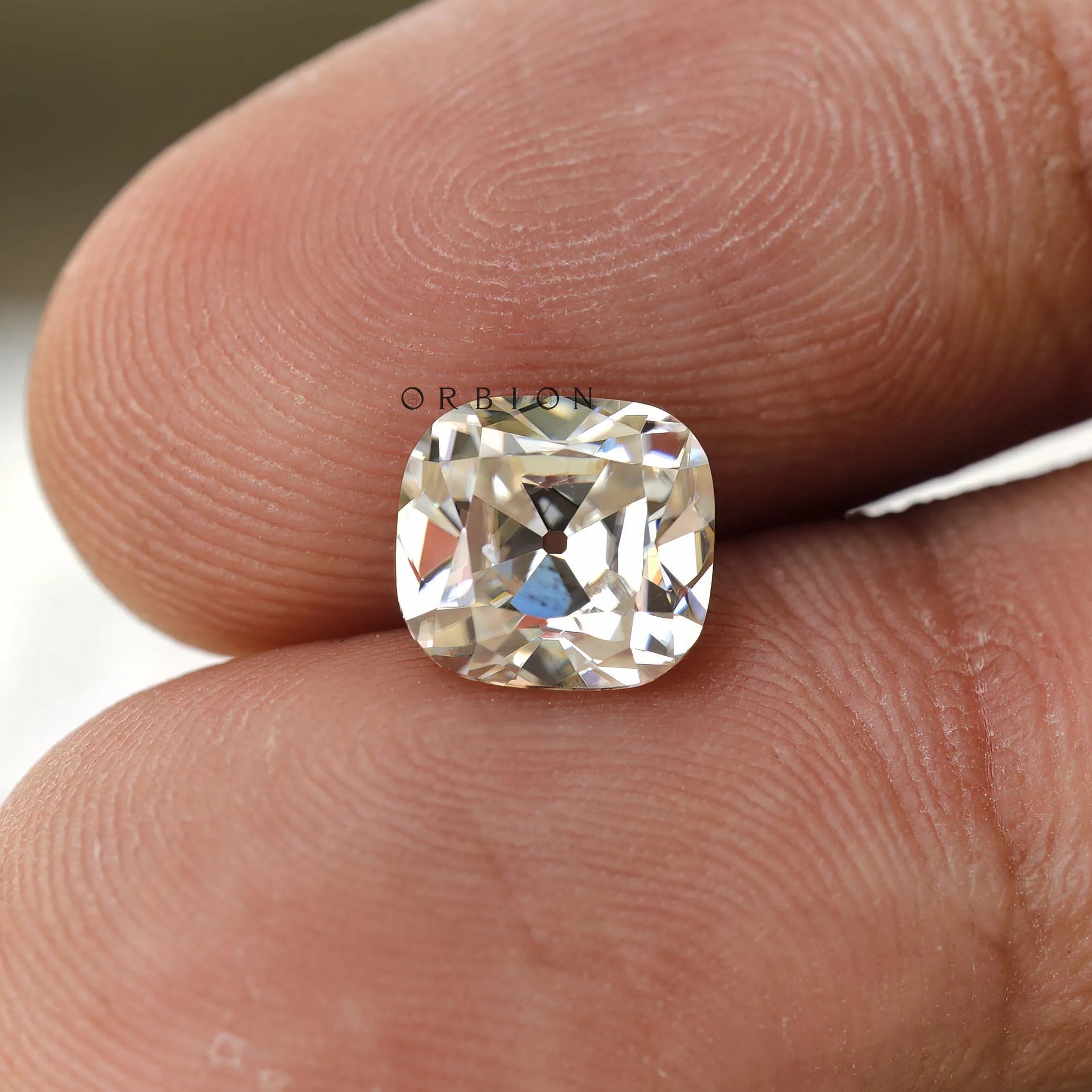 3 CT off white cushion moissanite, antique old mine cut gemstone