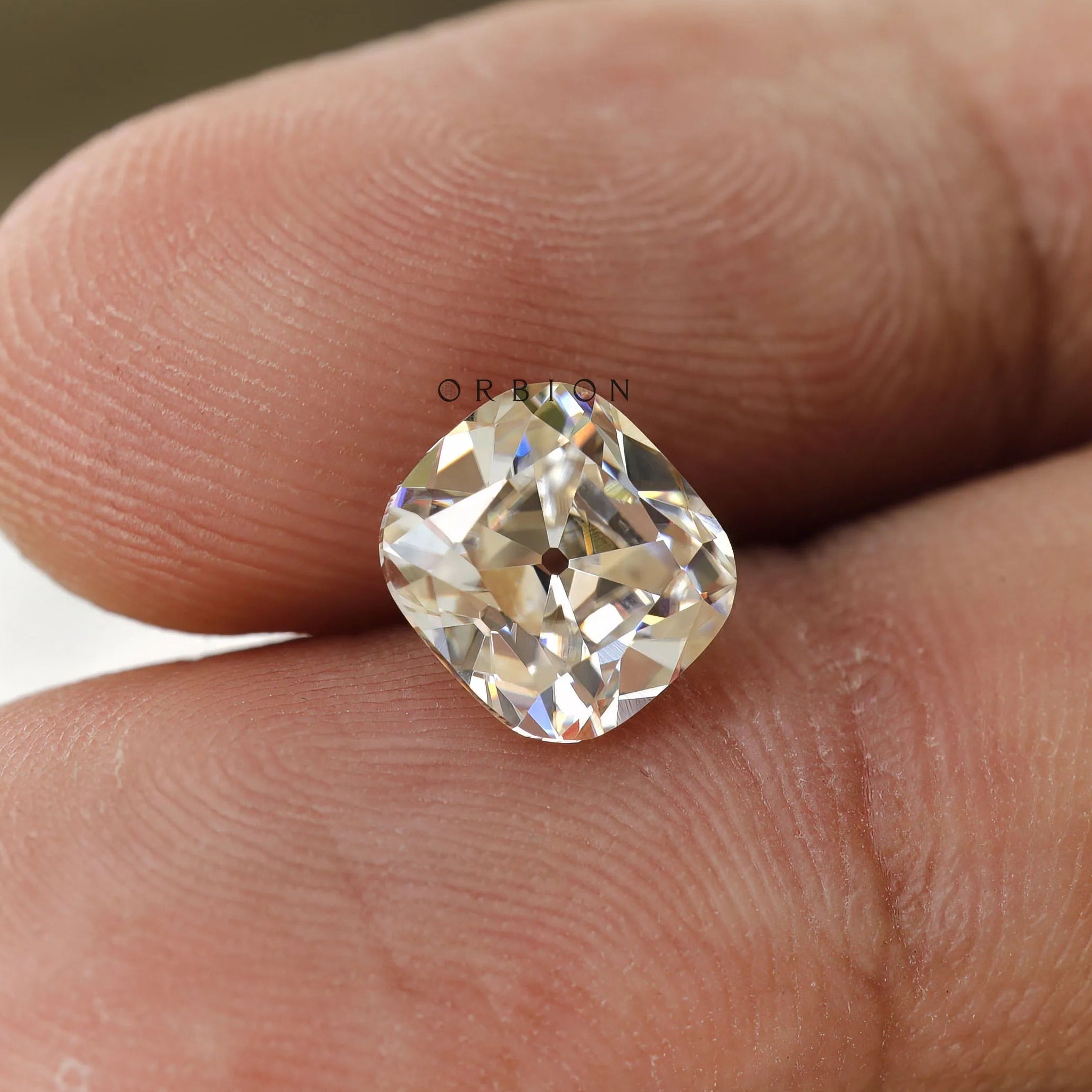 3 CT off white cushion moissanite with old mine cut, loose gemstone