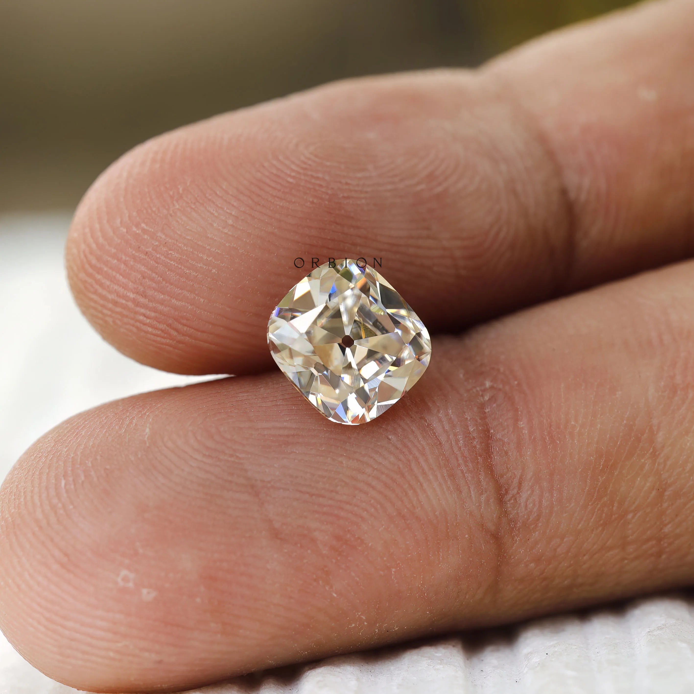 3 CT off white cushion moissanite with old mine cut, loose gemstone