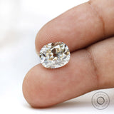 Antique style elongated cushion moissanite in soft off white color 3 ct