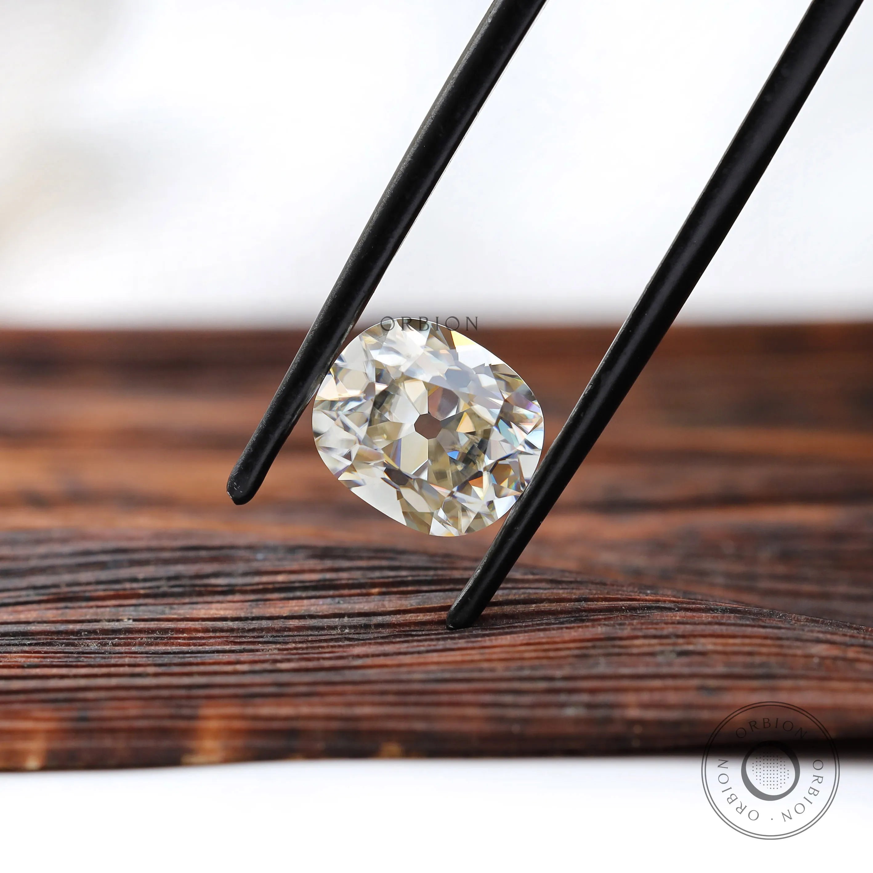Elongated cushion moissanite old mine cut 
