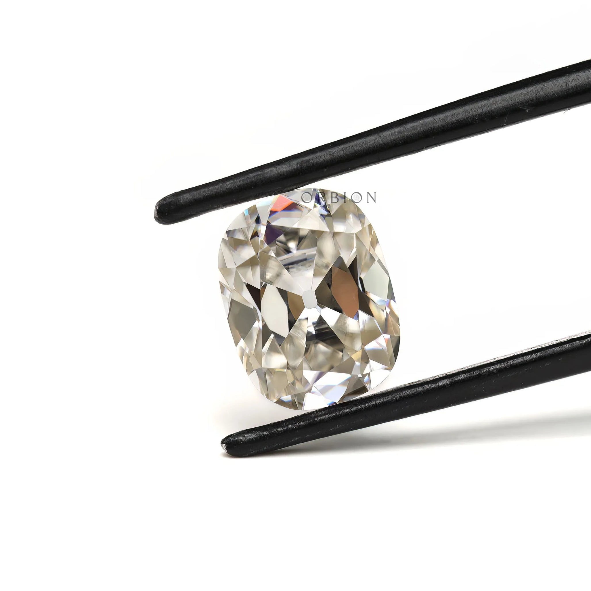 Off white elongated cushion moissanite 2.6 CT old mine cut loose stone