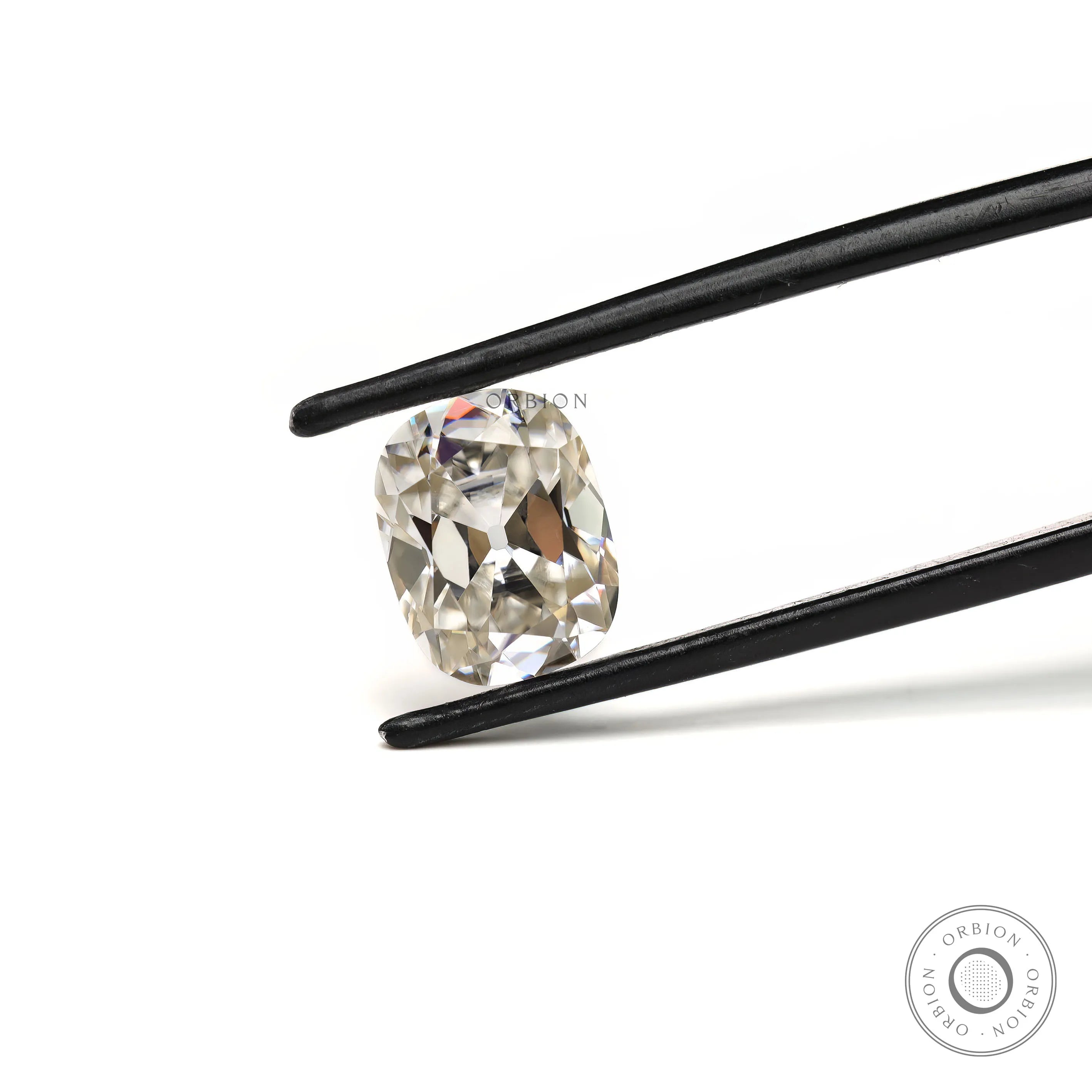 Off white elongated cushion moissanite 2.6 CT old mine cut loose stone