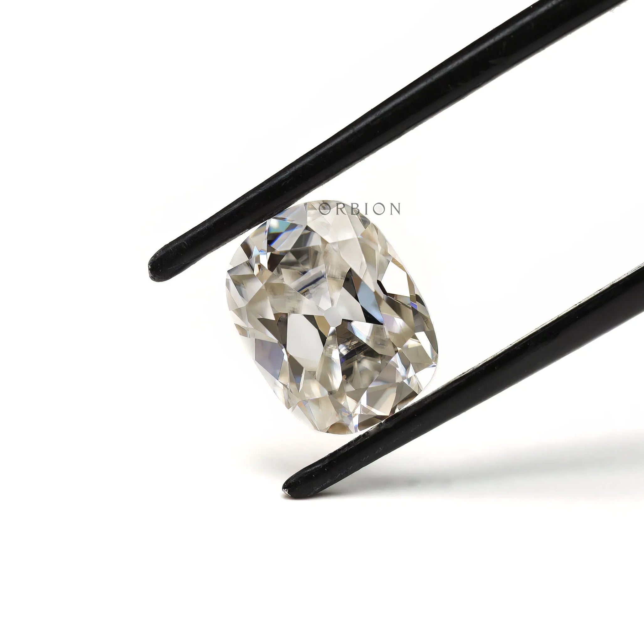 2.6 CT Moissanite elongated cushion cut in off white, old mine style gemstone