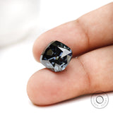 Custom jewelry elongated cushion moissanite in dark steel grey shade