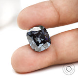 Elongated cushion moissanite with vintage faceting and grey brilliance