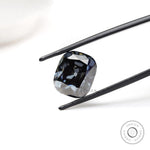 Bold elongated cushion moissanite stone with deep grey color 8 ct
