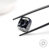 Bold elongated cushion moissanite stone with deep grey color 8 ct