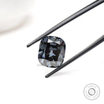 8 ct Elongated cushion moissanite in dark grey tone with antique cut