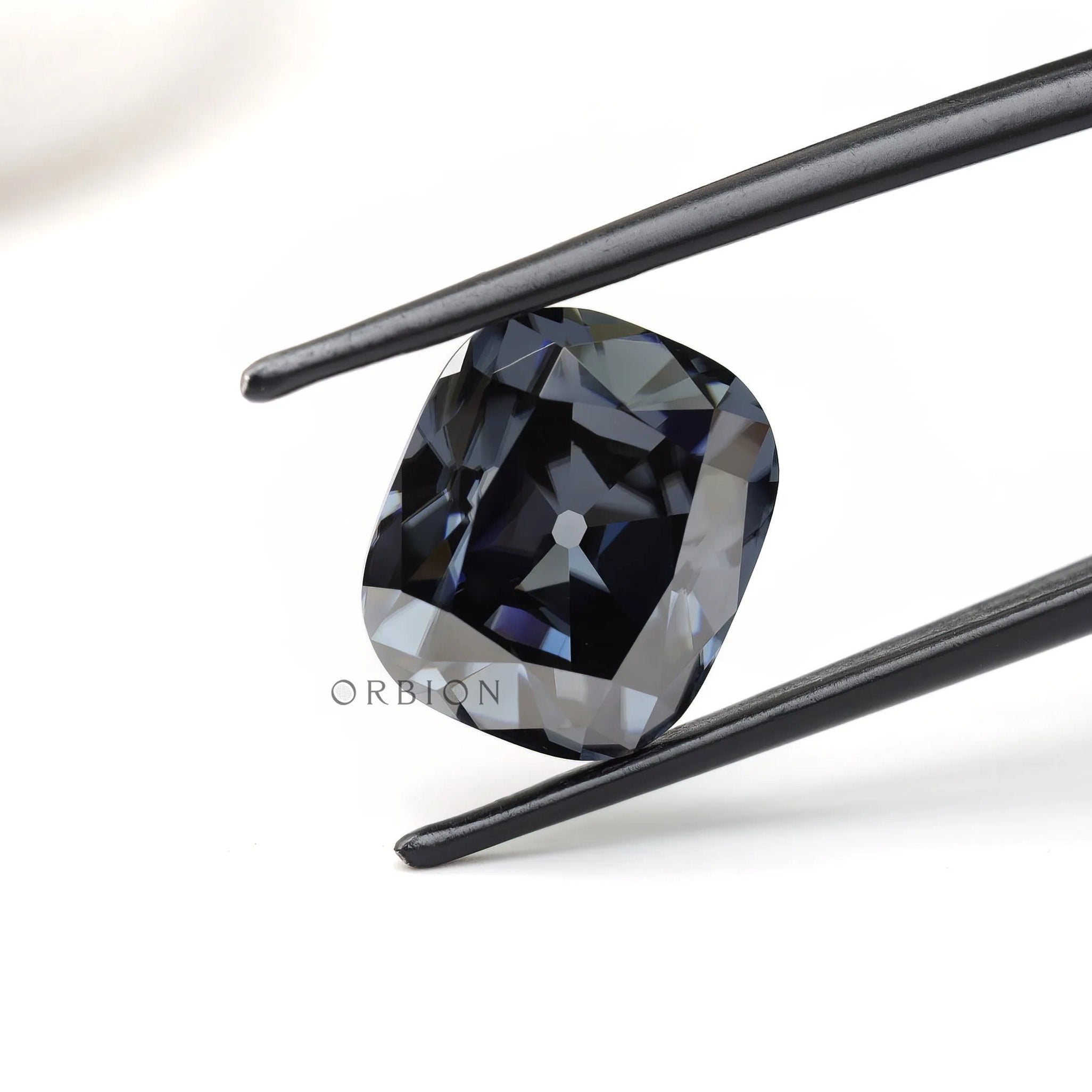 Vintage style elongated cushion moissanite dark grey loose gemstone