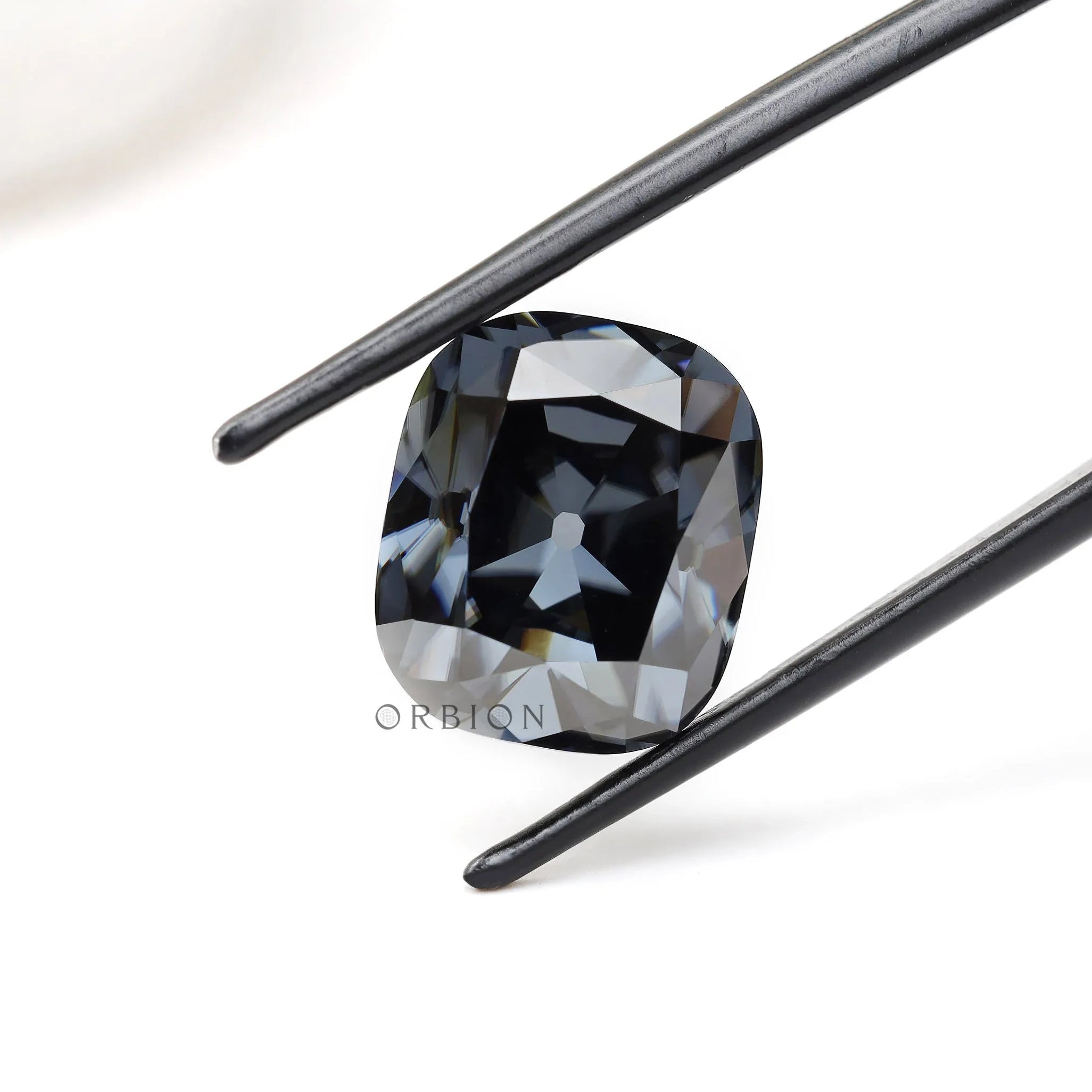 Large 8 ct grey moissanite with old mine cut and soft facets