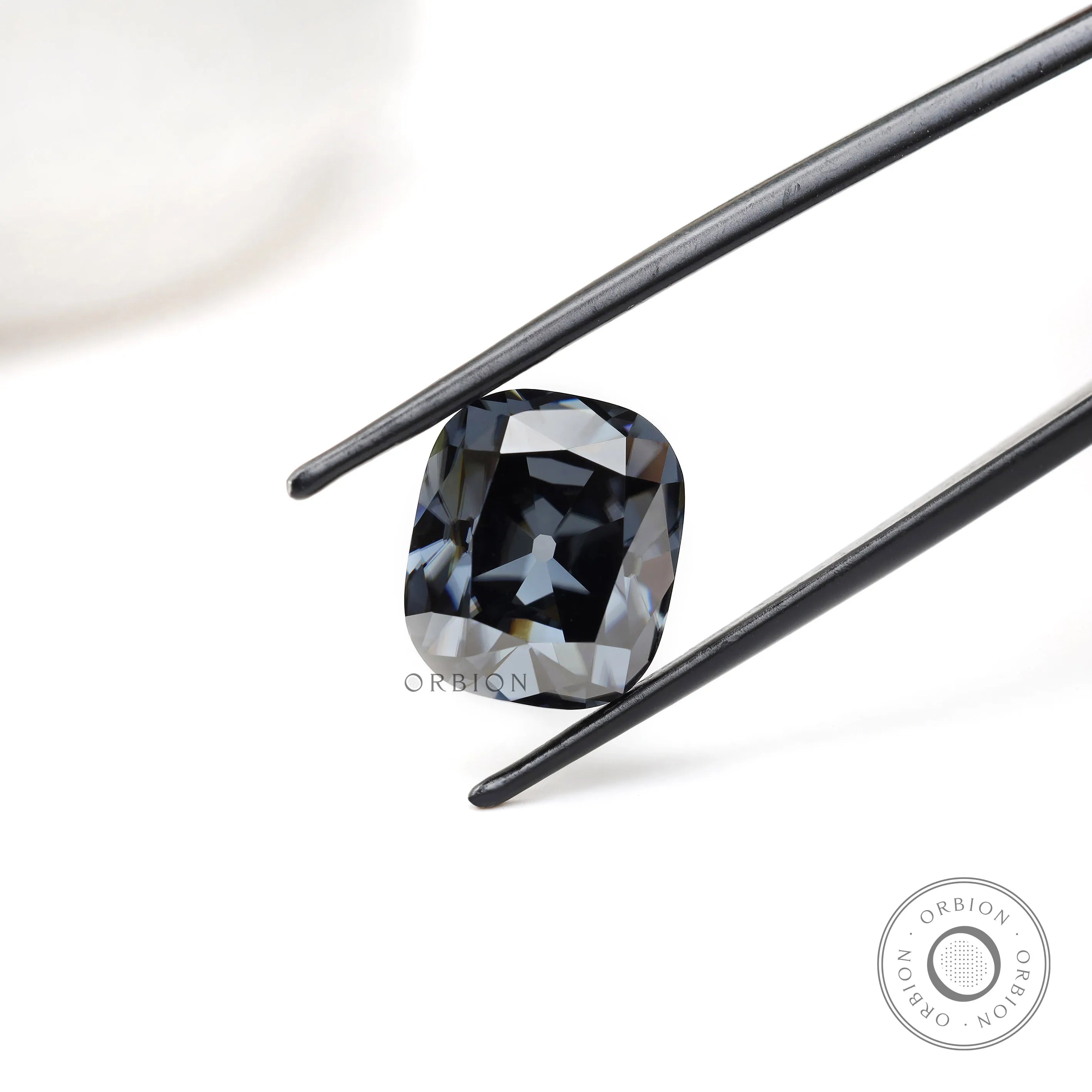 Large 8 ct grey moissanite with old mine cut and soft facets