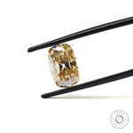 Elongated cushion light champagne moissanite Old Mine Cut