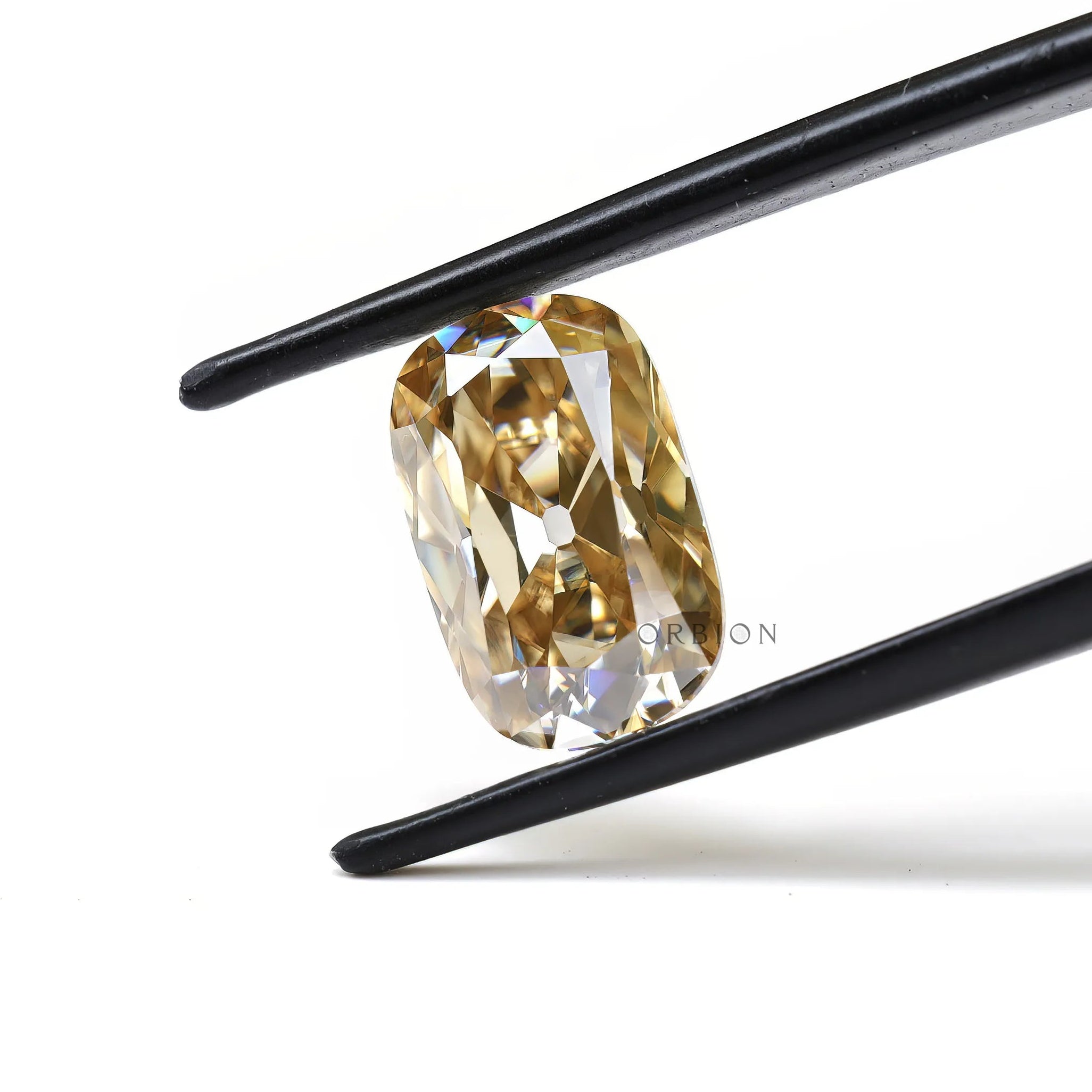 Light champagne moissanite elongated cushion loose stone