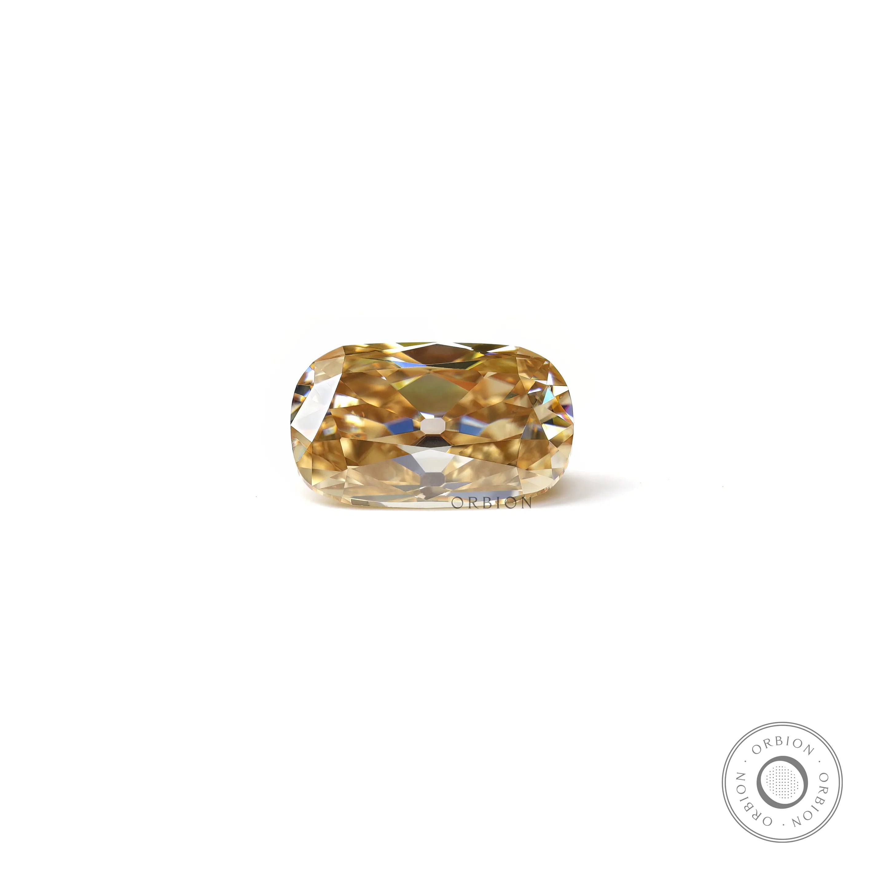 Old Mine Cut elongated cushion moissanite warm tone