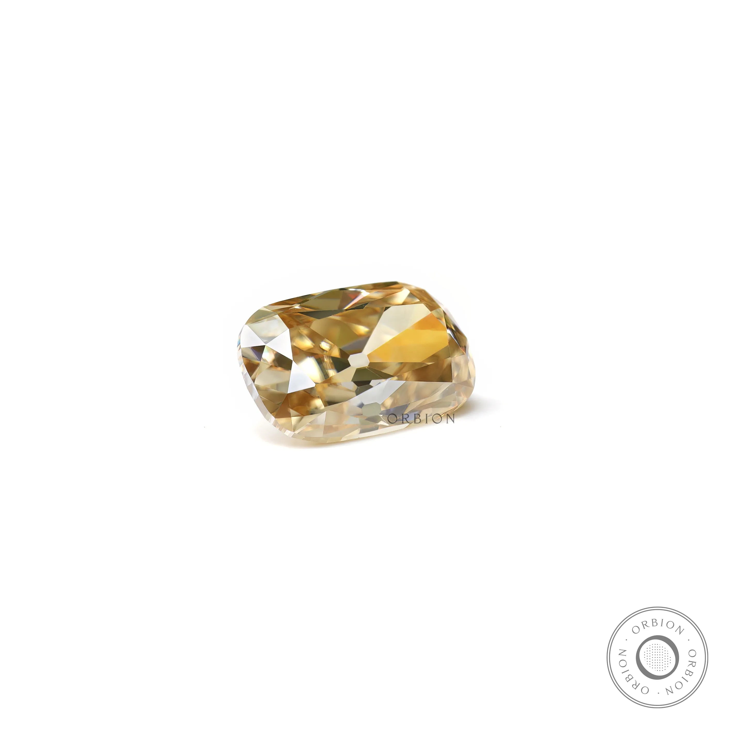 Light champagne moissanite facet detail close-up