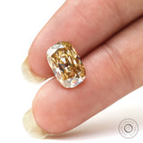 Elongated cushion moissanite warm champagne tones