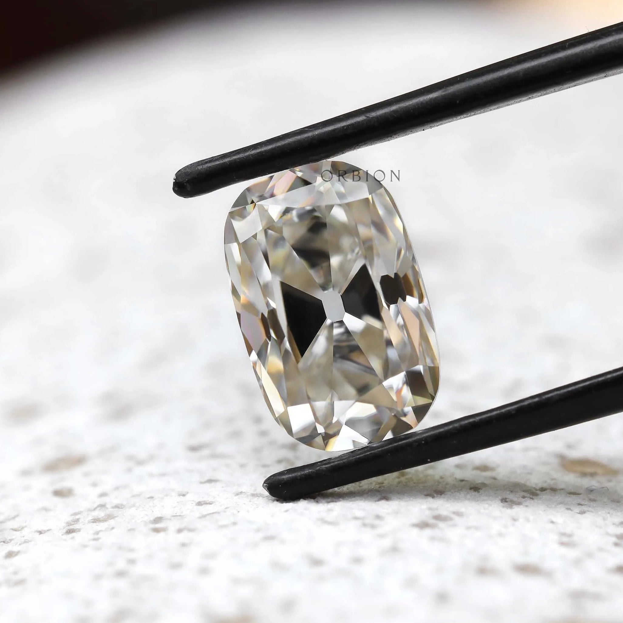 Elongated cushion moissanite 4 ct off white antique faceted loose gem