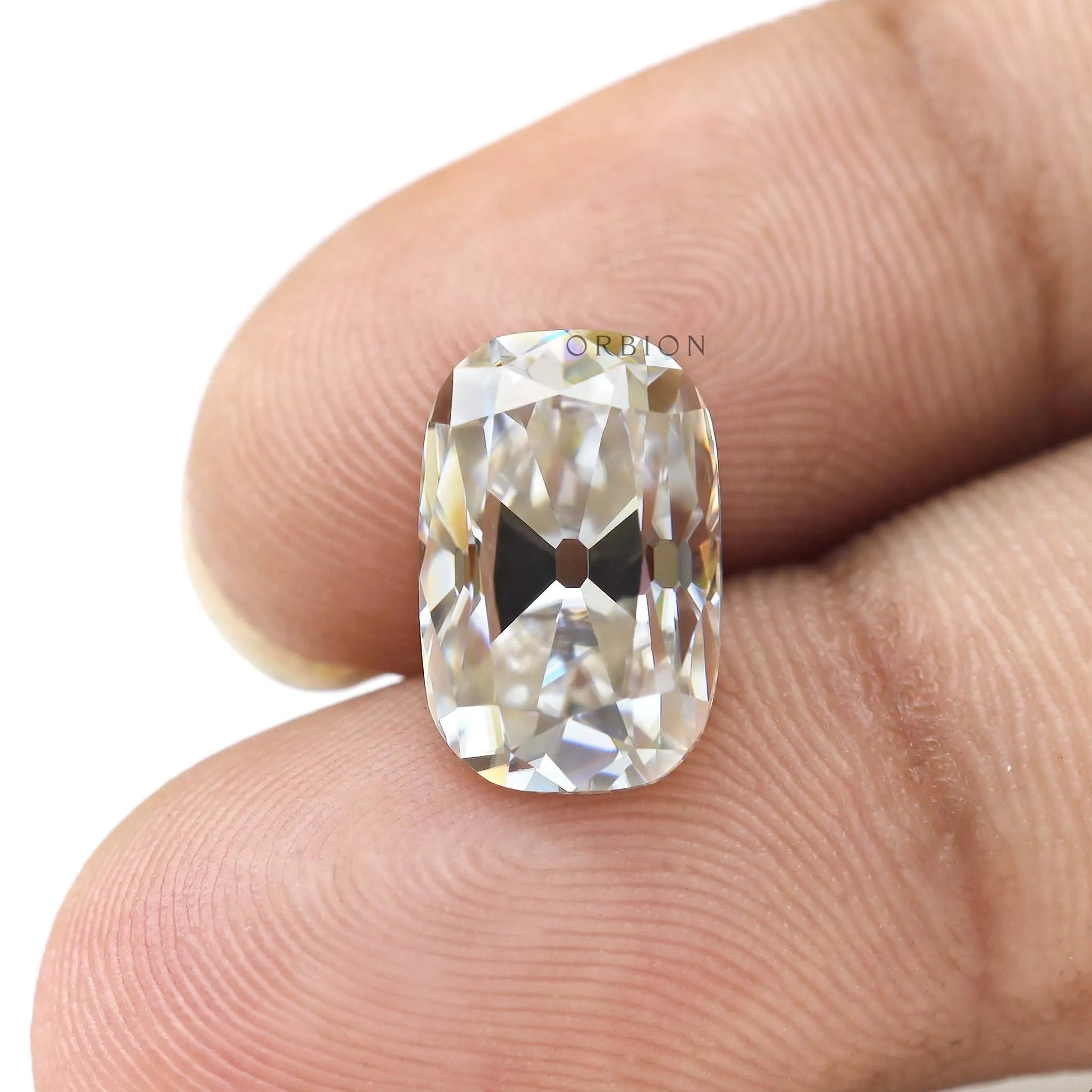4 ct Elongated cushion off white moissanite old mine cut loose gemstone