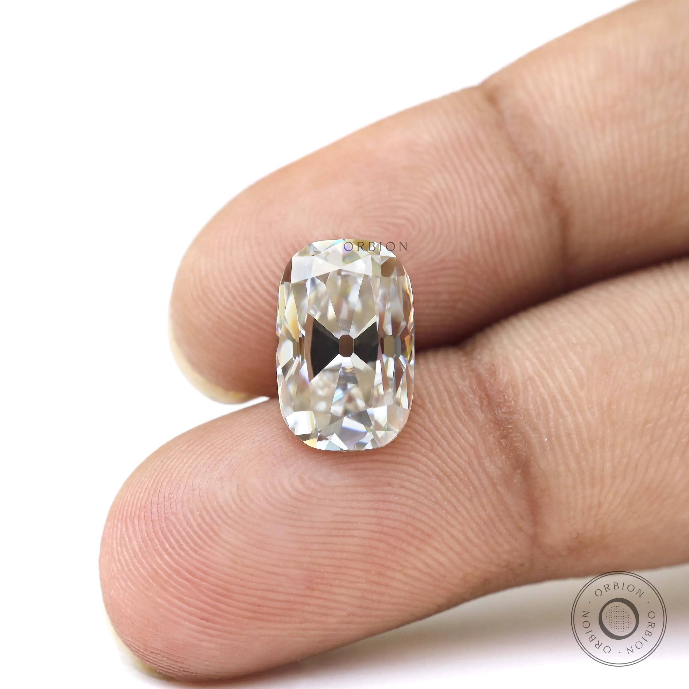 4 ct Elongated cushion off white moissanite old mine cut loose gemstone