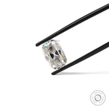 4 ct Elongated cushion moissanite with warm off white hue old mine cut