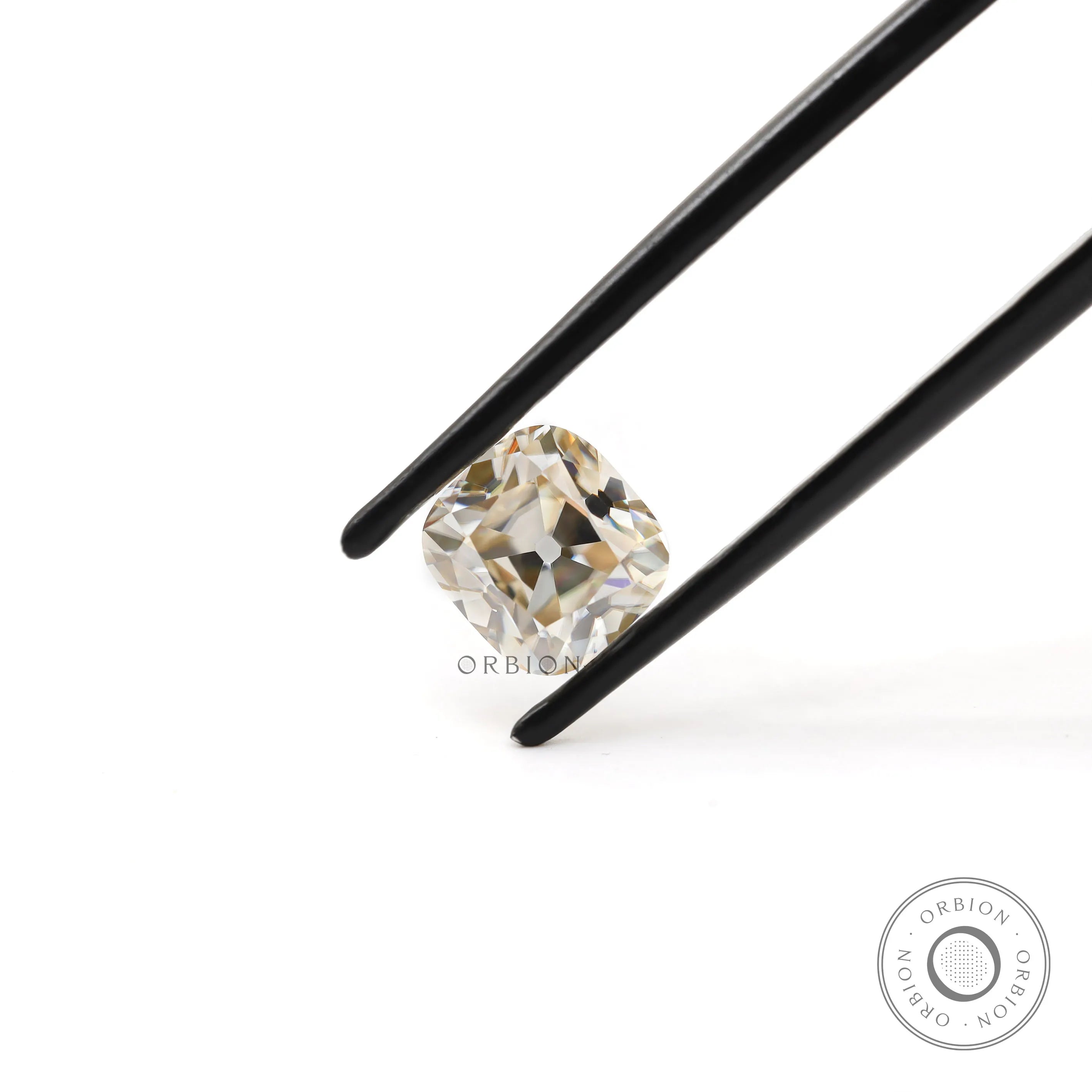 Vintage style elongated cushion moissanite 1.70 ct in off white color