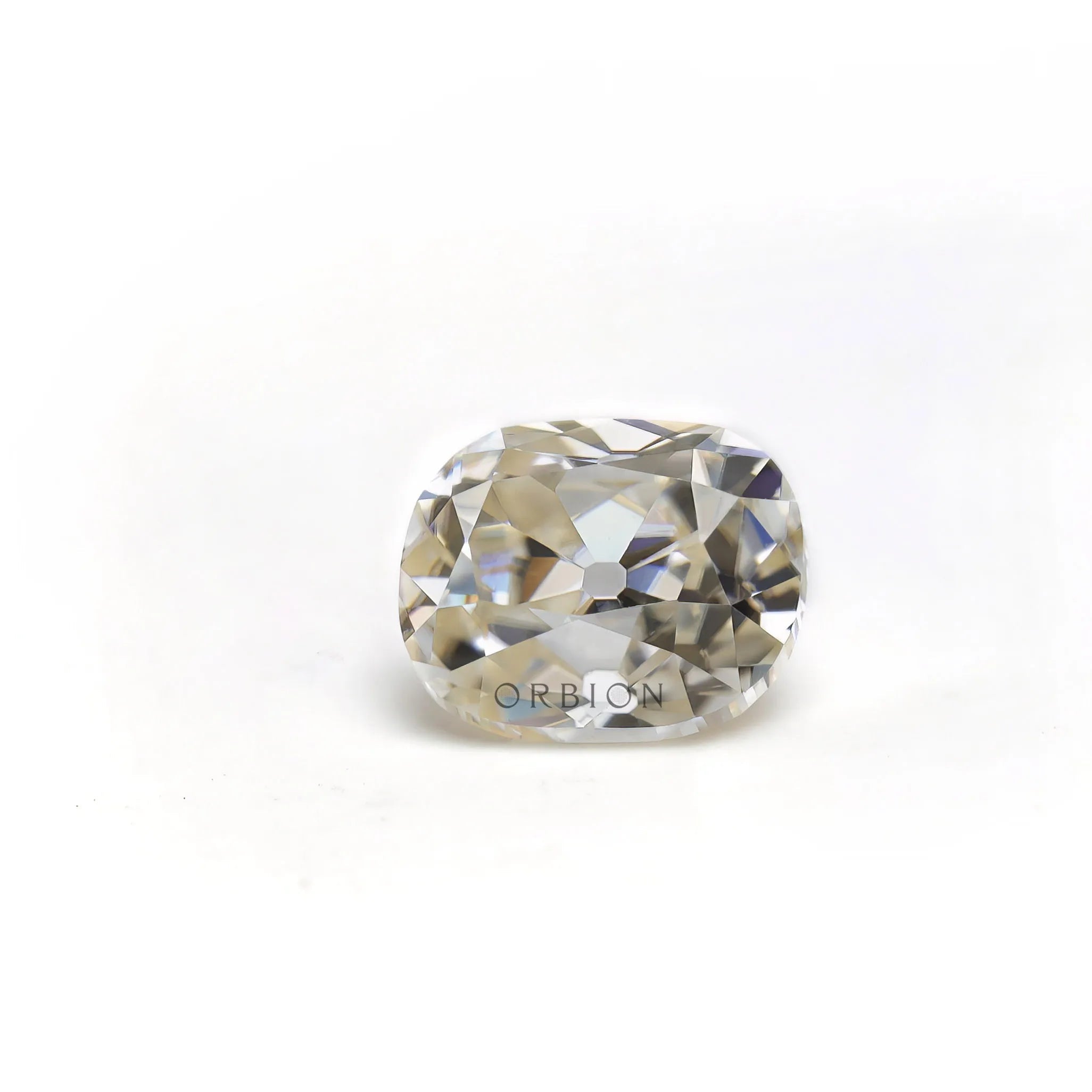 1.20 ct Moissanite elongated cushion with soft off white tone vintage cut