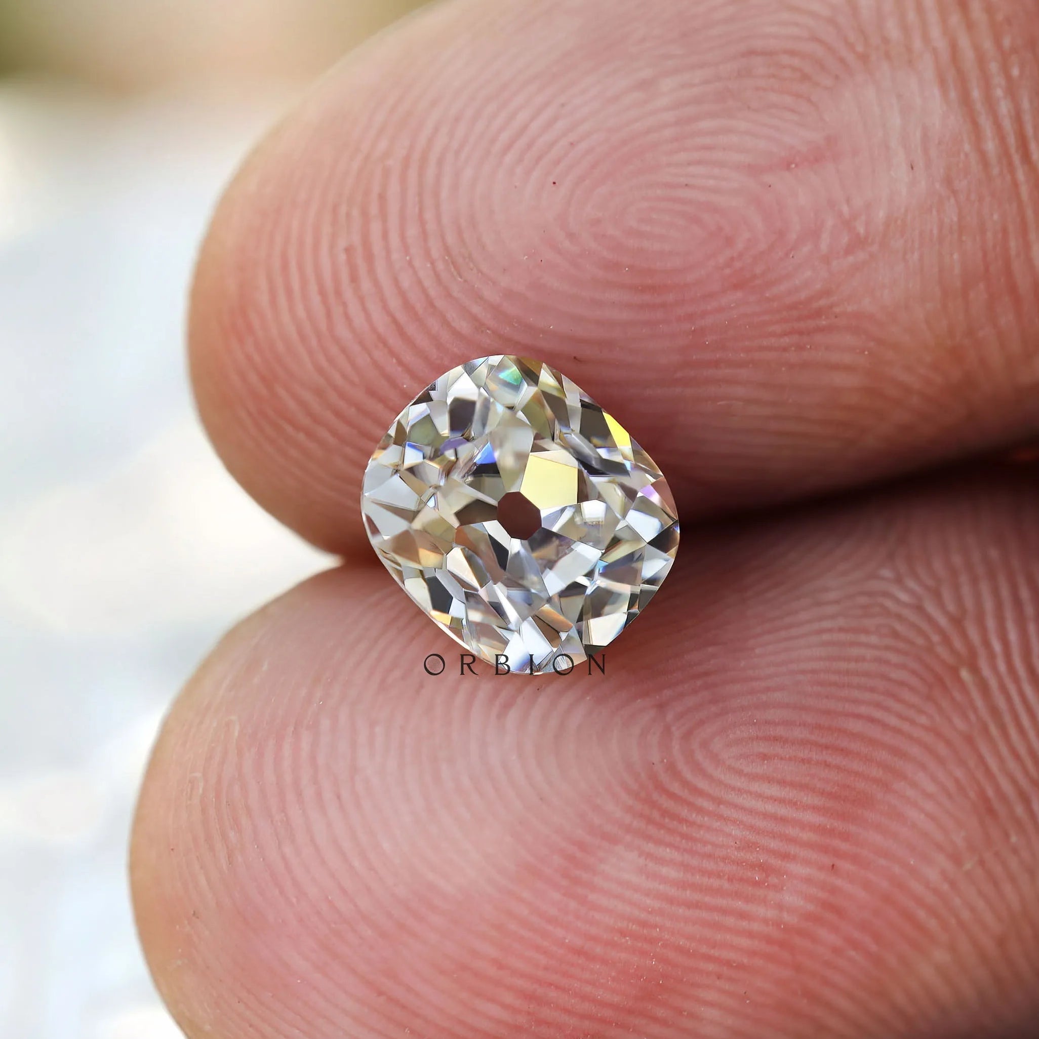 Elegant off white moissanite elongated cushion 1.20 ct antique style stone