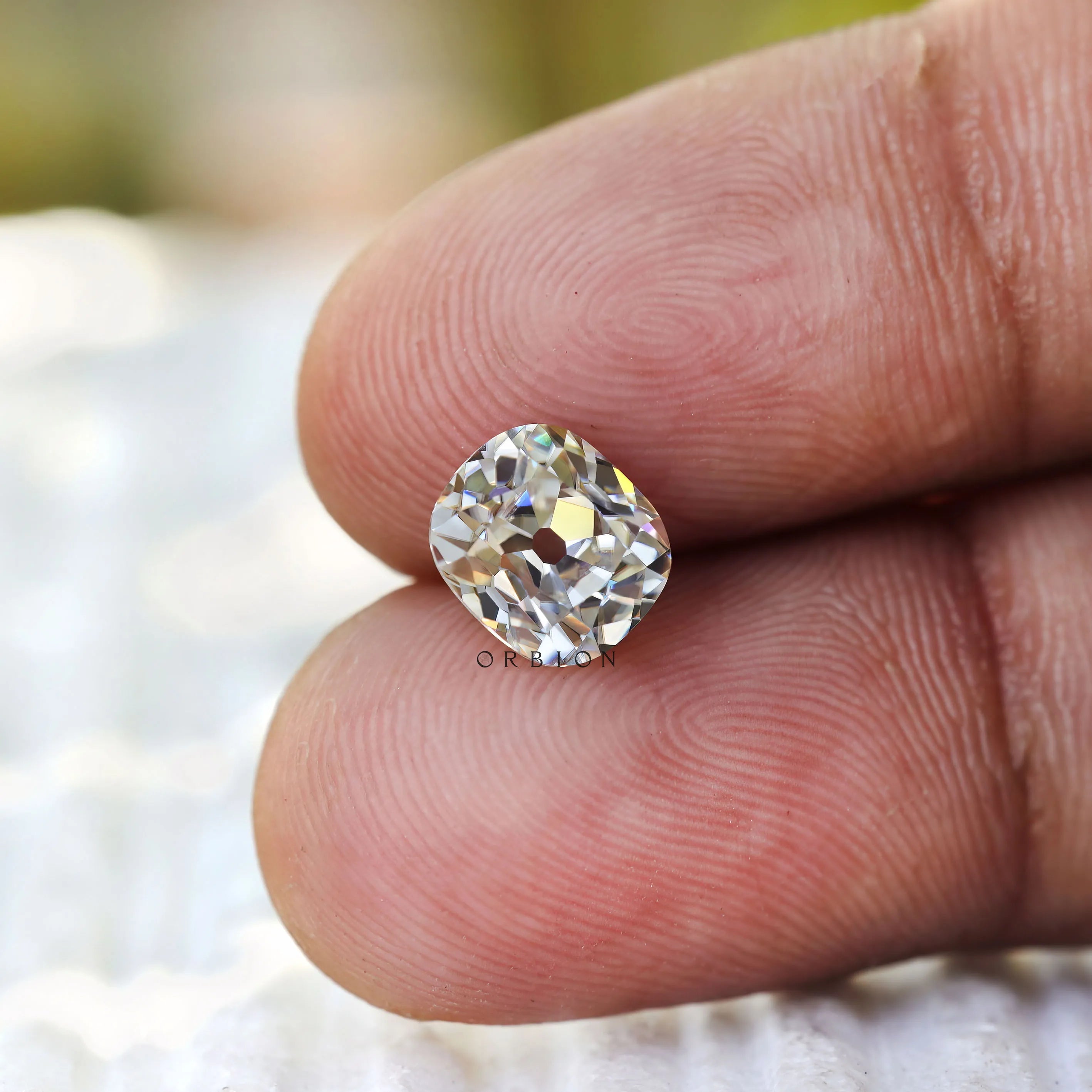 Elegant off white moissanite elongated cushion 1.20 ct antique style stone
