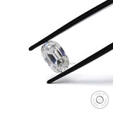 old mine cut elongated cushion moissanite showing facet reflections