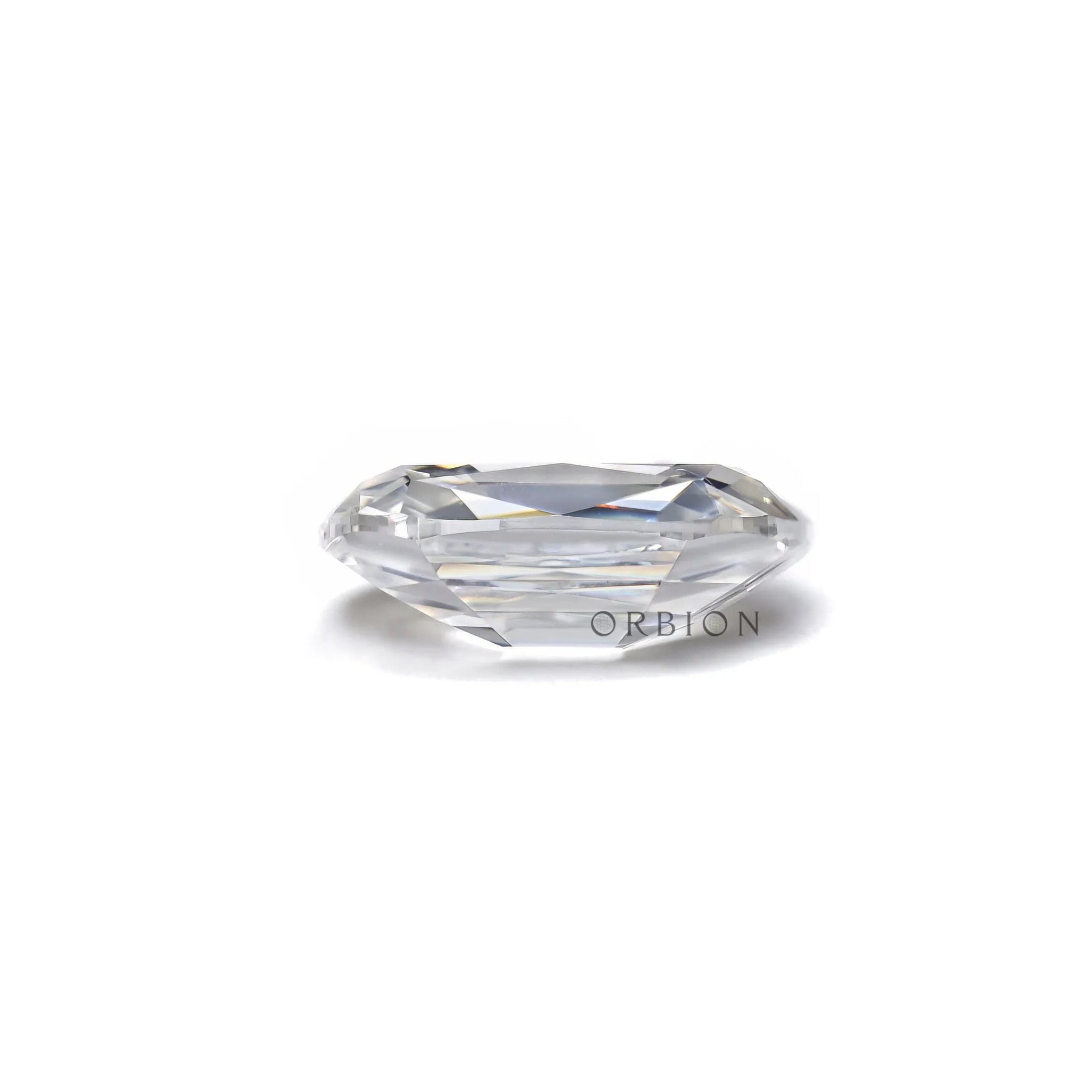 elongated cushion moissanite side view showing depth and structure