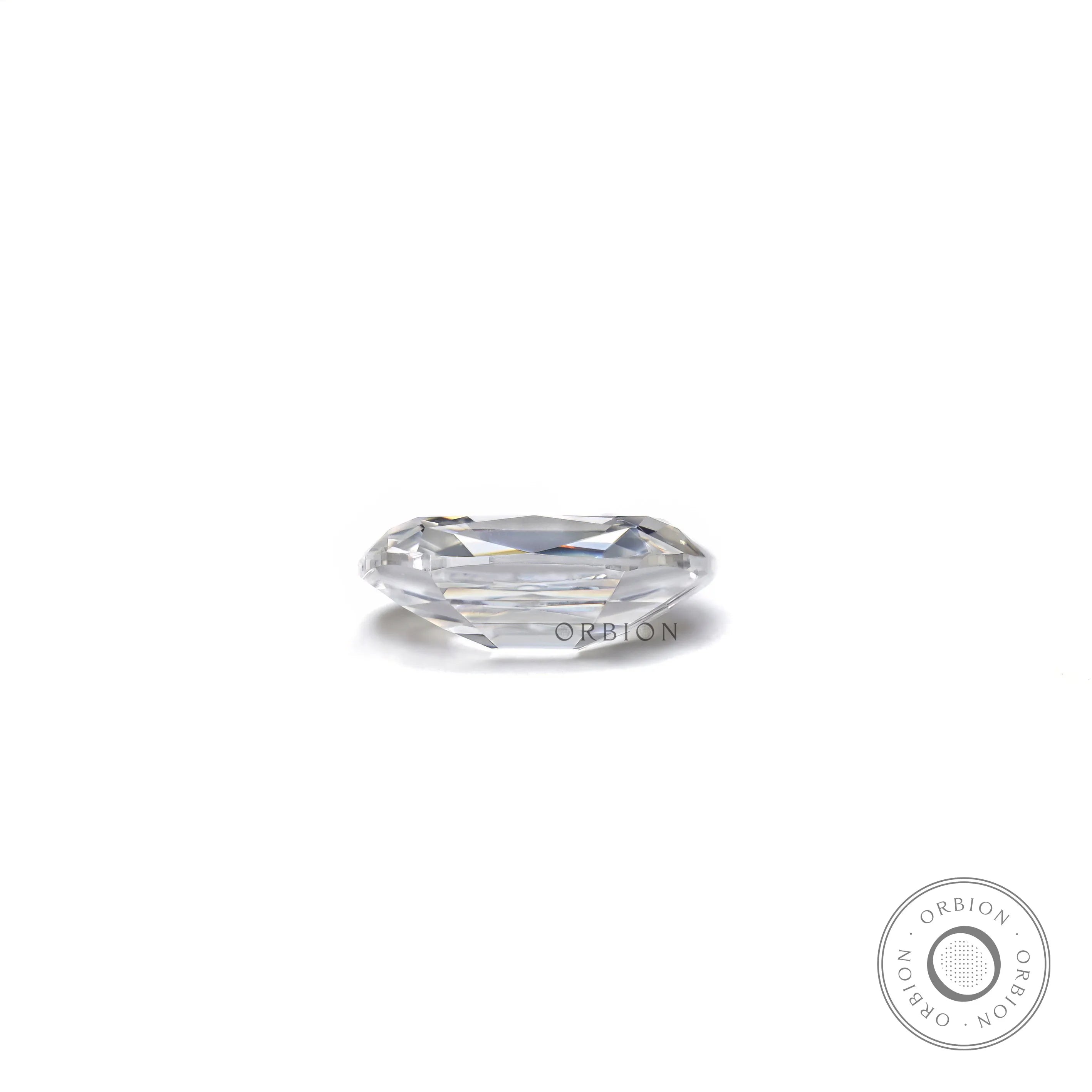 elongated cushion moissanite side view showing depth and structure