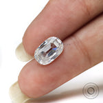 elongated cushion moissanite showing elongated proportions and clarity