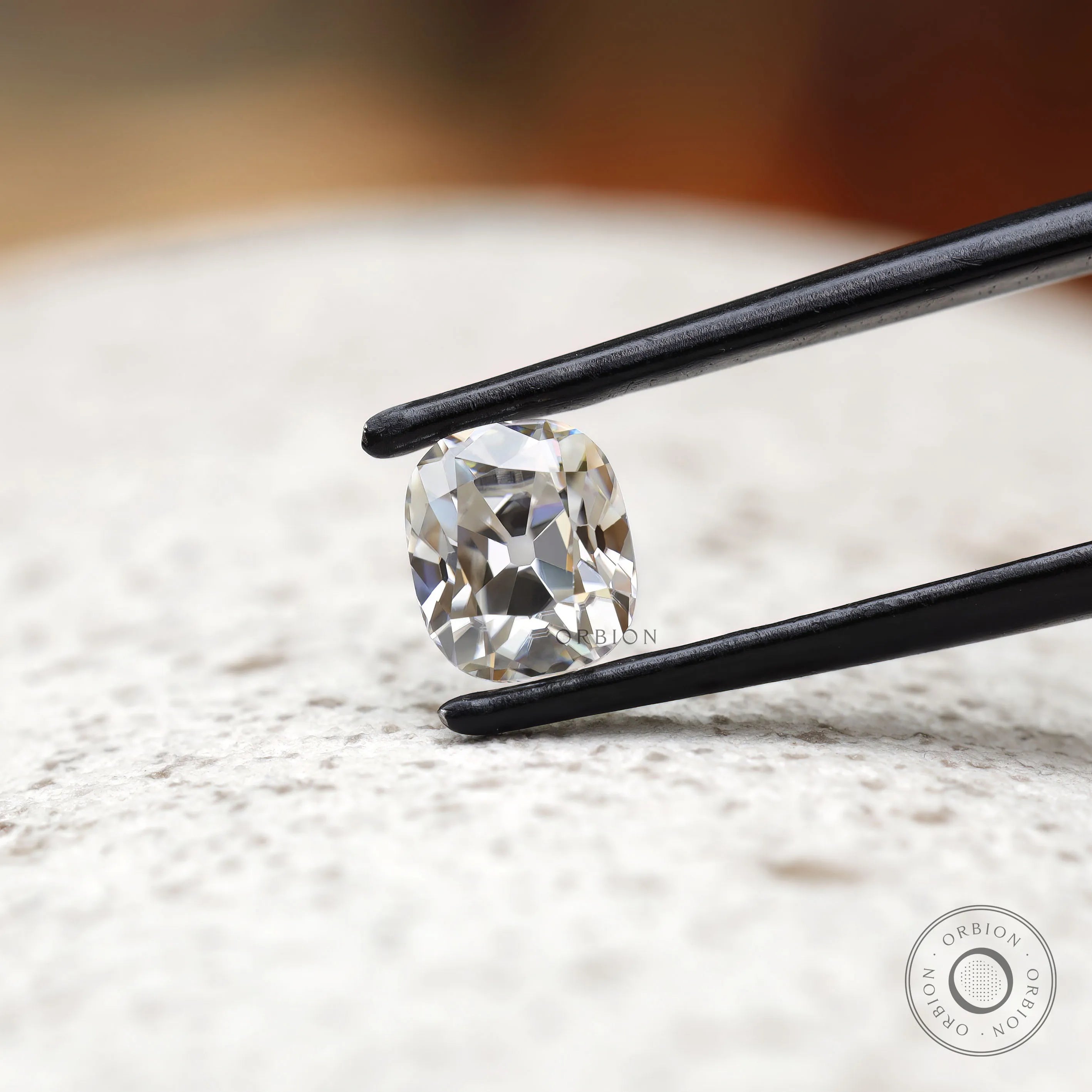 Elongated cushion moissanite 1.20 ct with old mine faceting clear stone