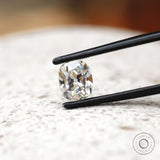 Colorless elongated cushion moissanite 1.20 ct vintage old mine cut stone