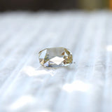 Detailed facet pattern of old mine cut elongated cushion stone