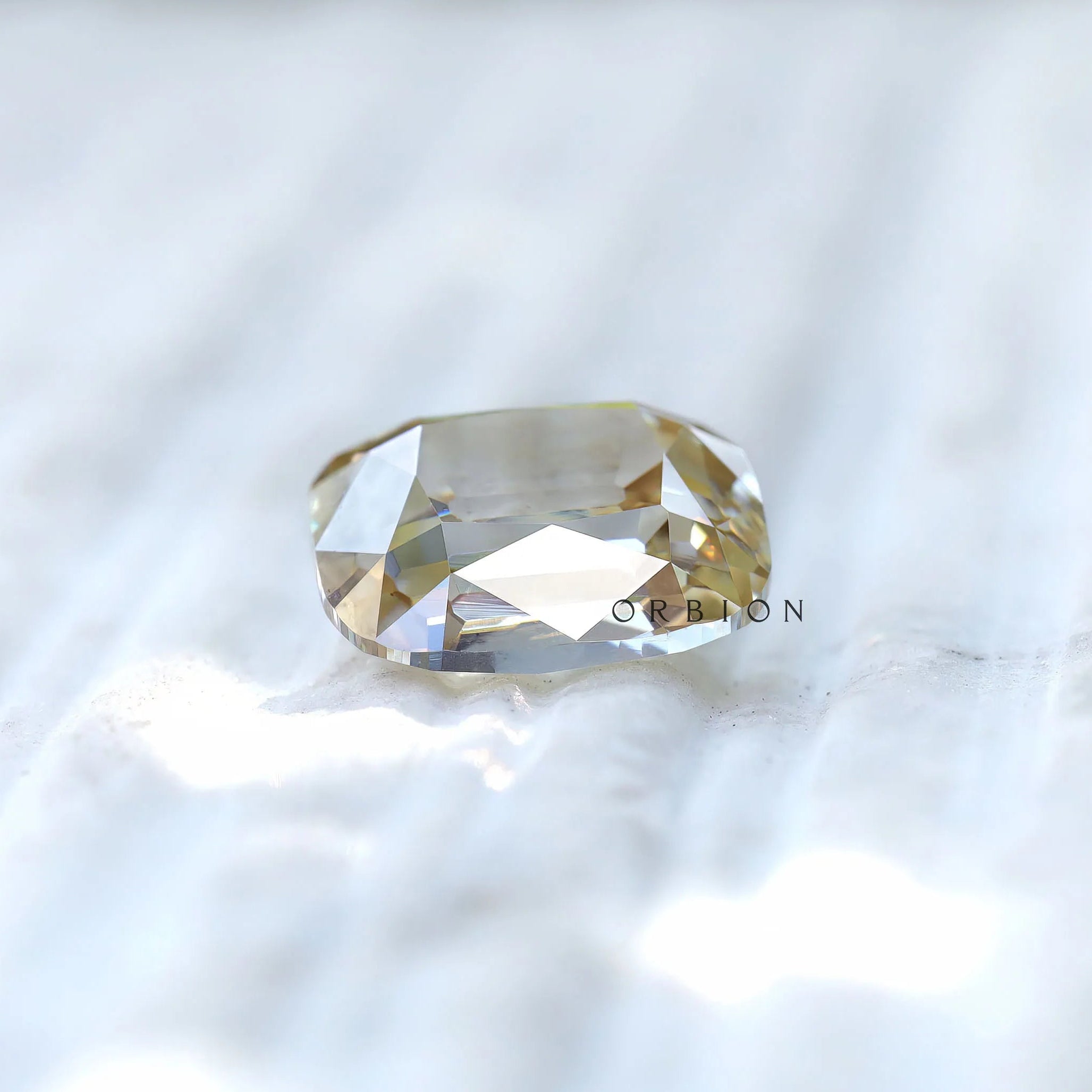 Detailed facet pattern of old mine cut elongated cushion stone